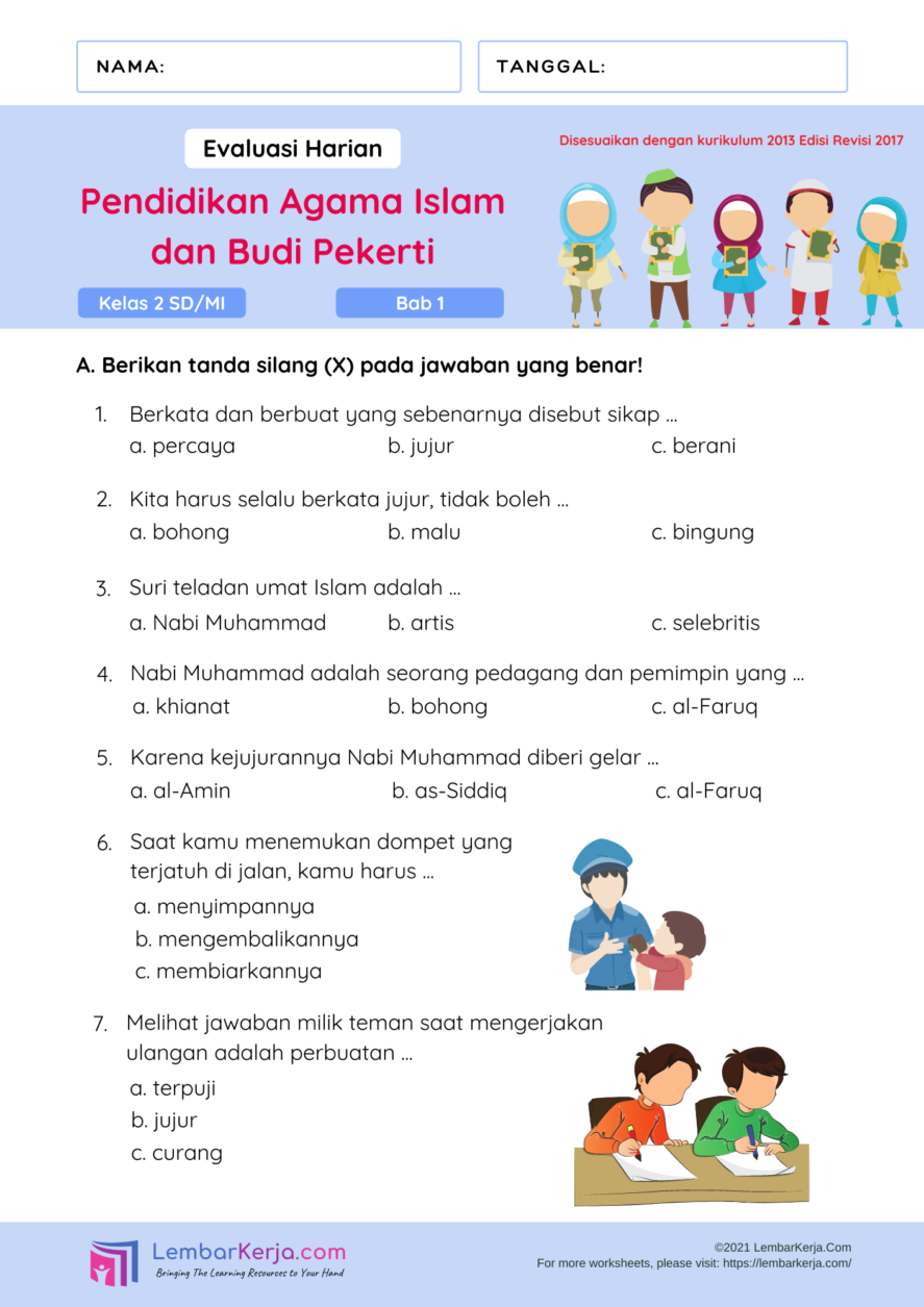 Soal Pendidikan Agama Islam Pai Kelas 2 Sd Semester 1 K13 Admin Sekolah