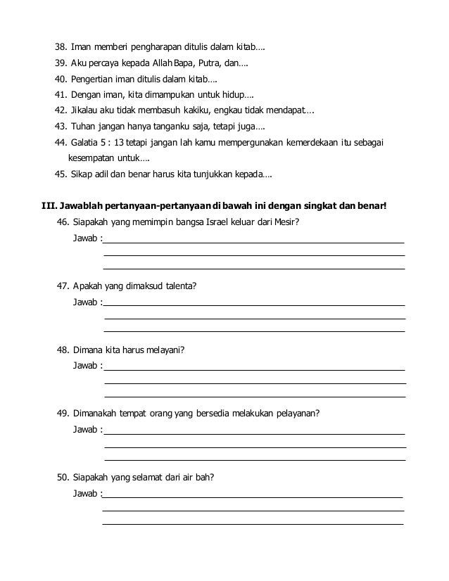 Contoh Soal Pas Agama Kristen Kls 6 | Materi Soal