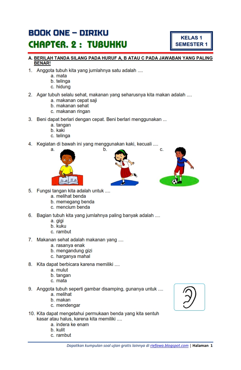 Kumpulan Soal Ulangan Kelas 1 Semester 1 K 13 Sekolahdasar Net - Riset