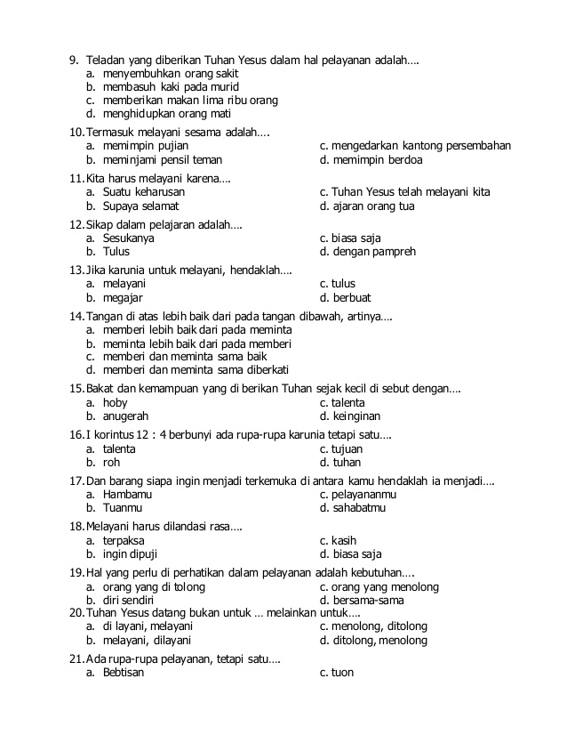 Soal Agama Kristen Kelas Vi - rhinofasr