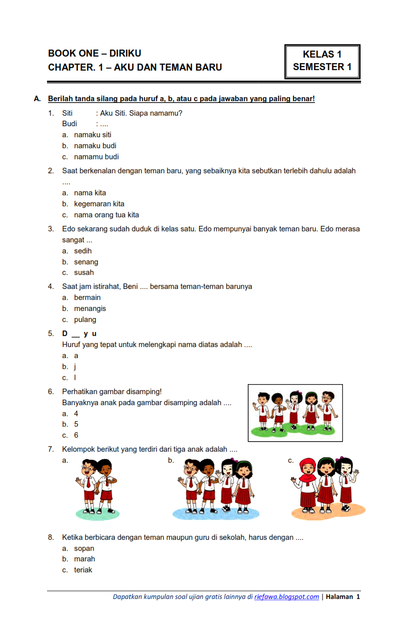 Latihan Soal Kelas 3 Tema 1 - Homecare24