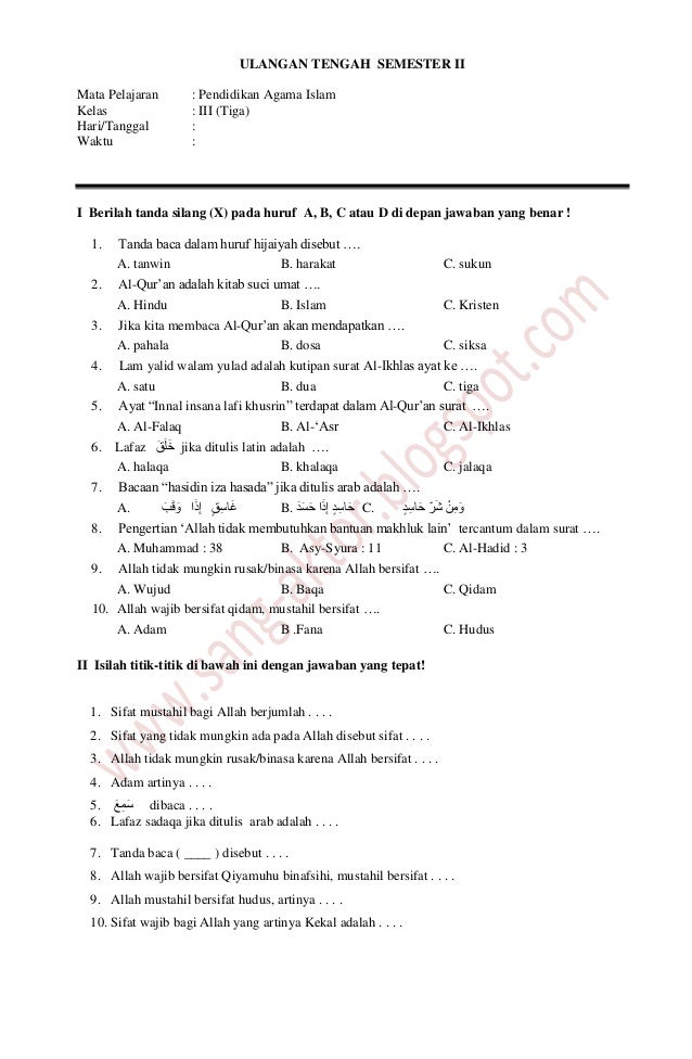 Soal Agama Kristen Kelas 2 Sd Semester Genap - Guru Calistung