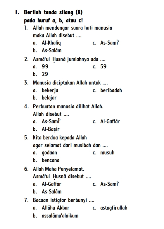 Contoh Soal Uas Agama Islam Kelas 2 Sd Semester 1 Ruang Siswa - Reverasite