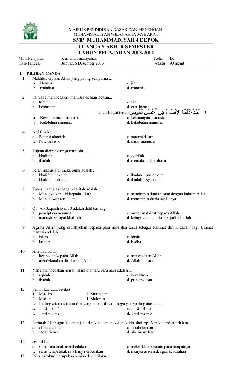 Contoh Soal Agama Kristen Kelas 11 Semester 2 Beserta Jawabannya