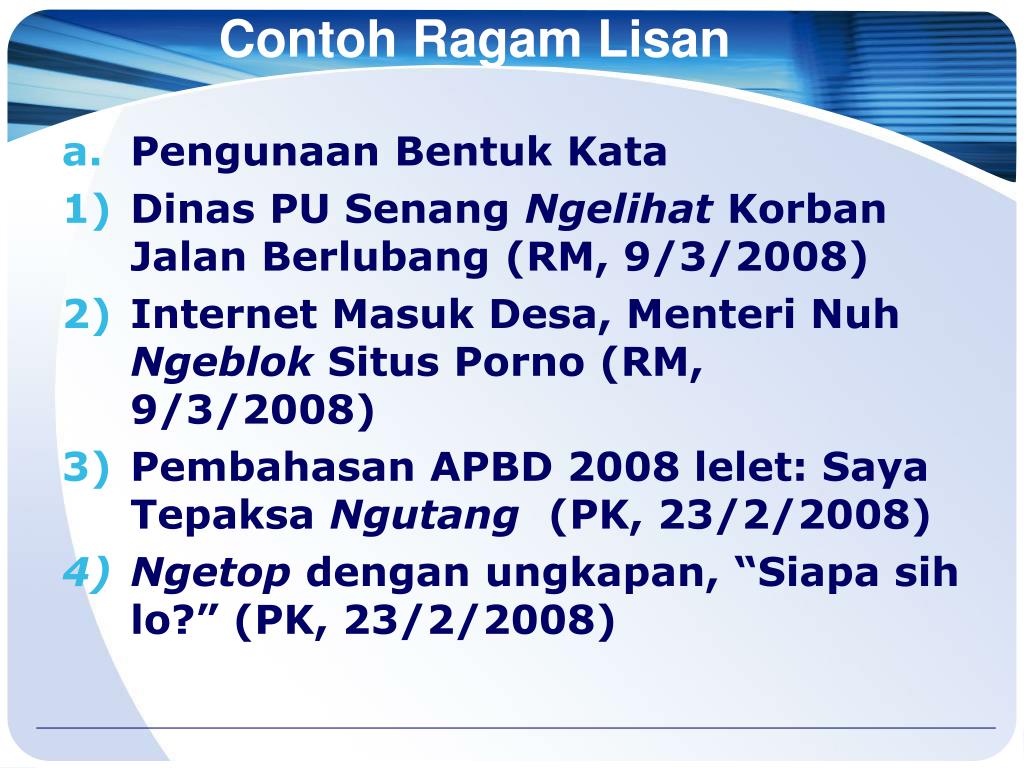 PPT - RAGAM BAHASA INDONESIA PowerPoint Presentation, free download