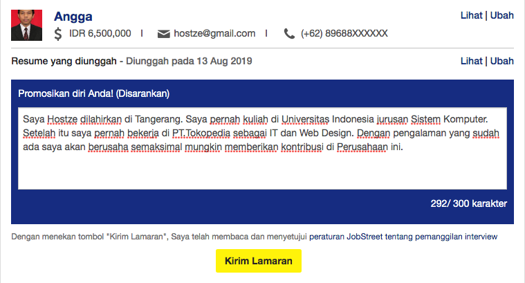 √ Contoh Promosikan diri Anda di Jobstreet yang Disarankan - Hostze