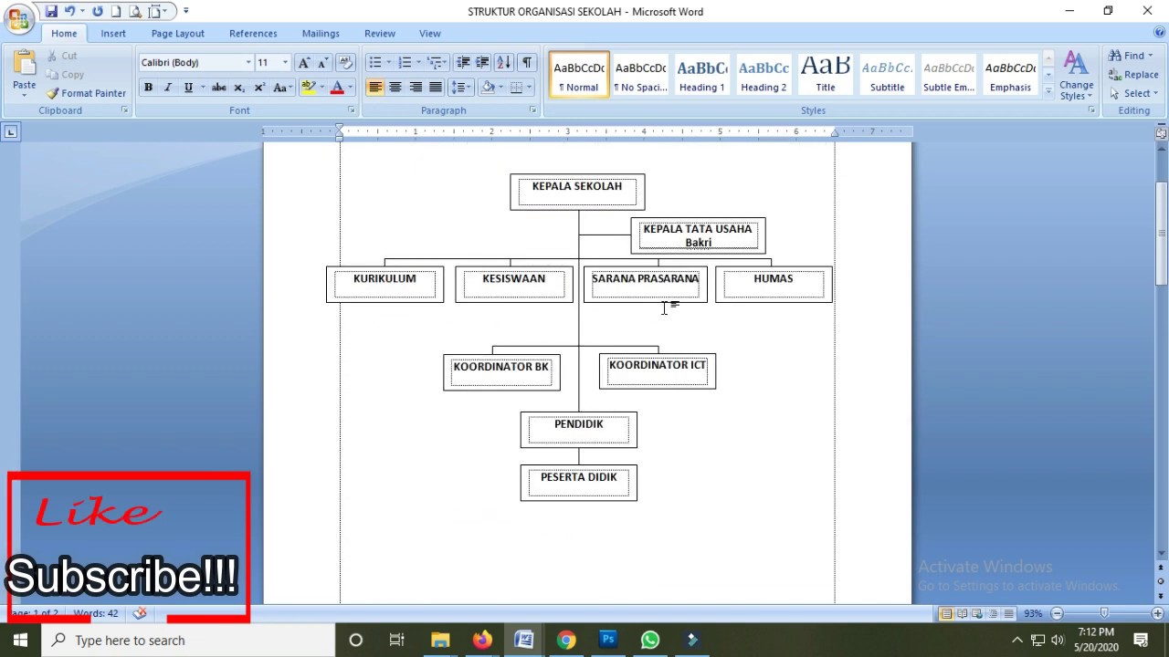 Membuat Bagan Struktur Organisasi Di Ms Word Otomatis - IMAGESEE