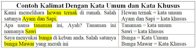 Contoh Kalimat dengan Kata Umum dan Kata Khusus - khoiri.com