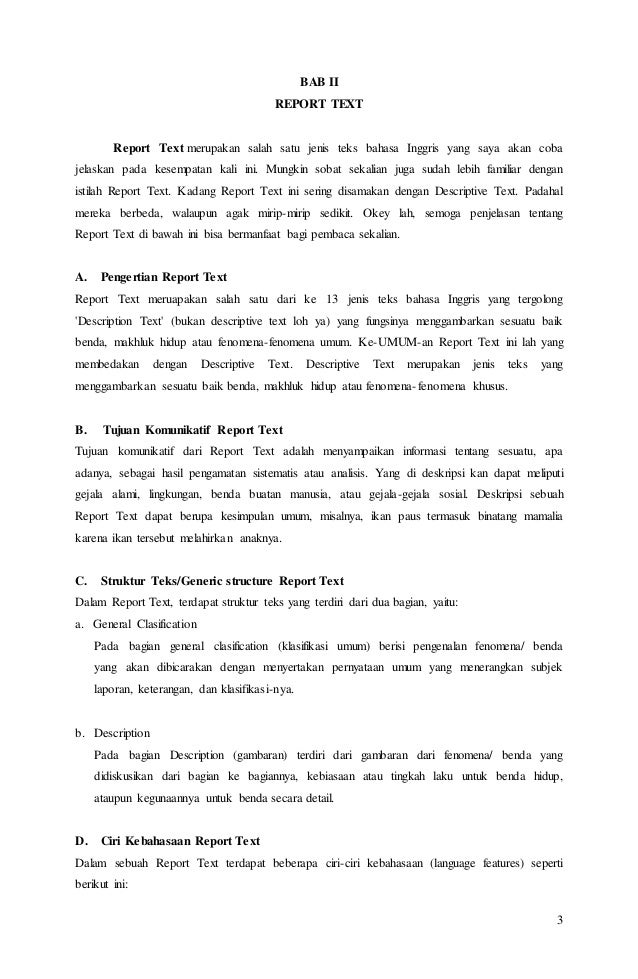 Report Text Beserta Artinya