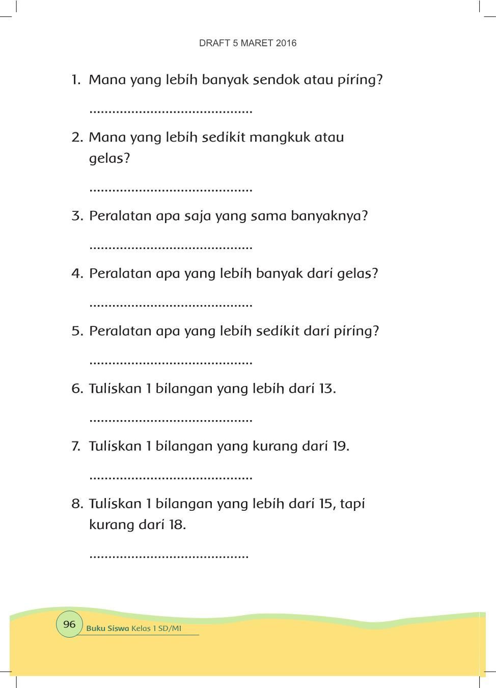 Kalimat Rumpang Kelas 1 Tema 3 Worksheet - Riset