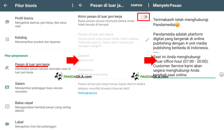 setting pesan di luar jam kerja