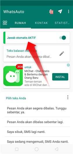 langkah balas pesan otomatis wa